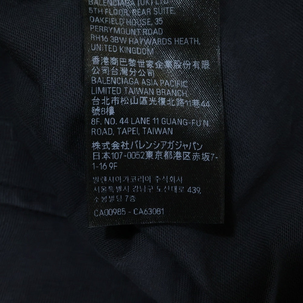 BALENCIAGA(バレンシアガ) 23SS TAPE TYPE MEDIUM FIT TEE デストロイ加工 テープロゴミディアムフィット半袖Tシャツ 半袖クルーネックカットソー ブラック 739784 TOVA9