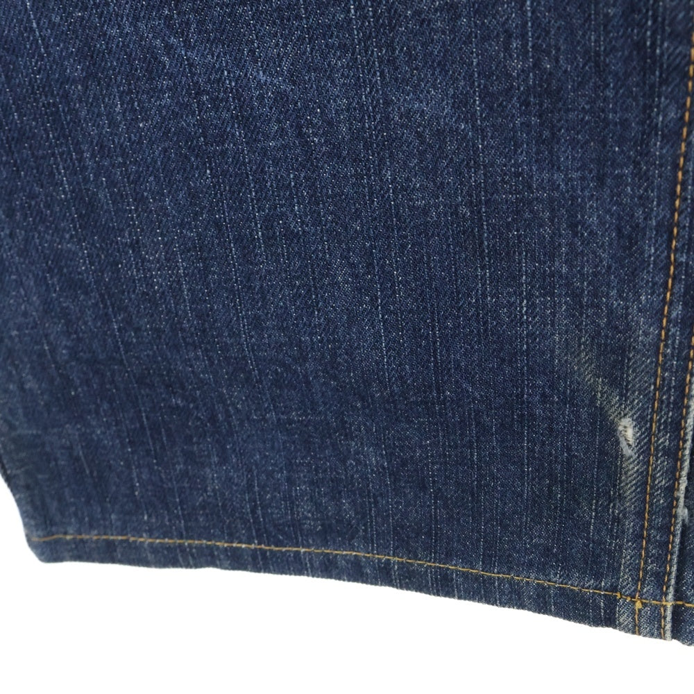 BURBERRY BLACK LABEL(バーバリー ブラックレーベル) バックロゴラベル ダメージ加工 ストレートデニムパンツ ジーンズ インディゴ BMS07-712-28