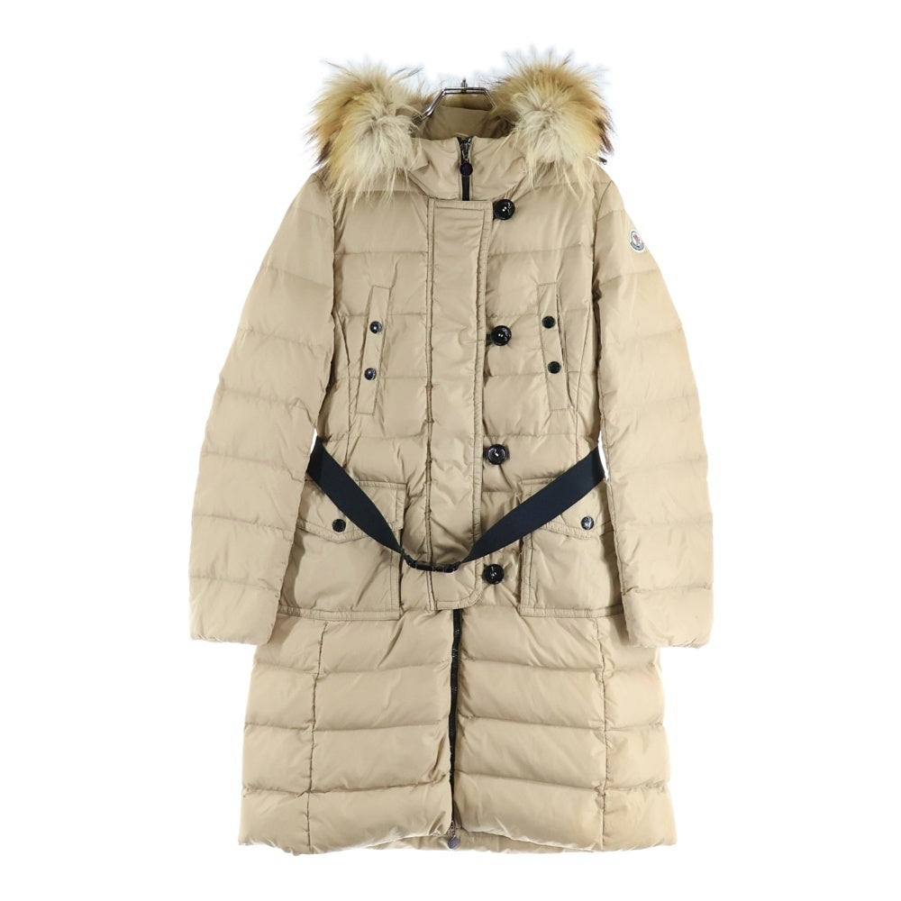 MONCLER(モンクレール) GENEVRIER ジュヌヴリエ ファー付きフーデッドジップアップ ダウンコート ベージュ レディース 32093499172568065