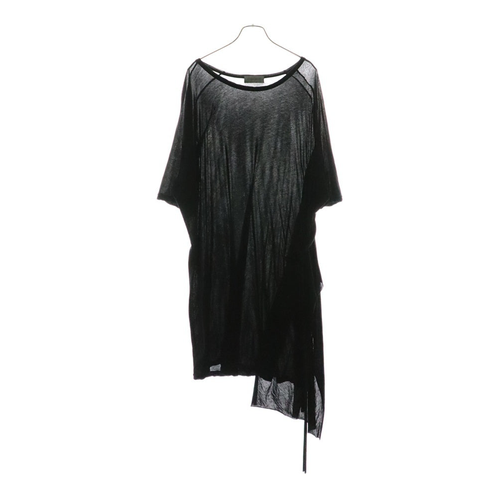 Yohji Yamamoto POUR HOMME(ヨウジヤマモト プールオム) アシンメトリー コットン クルーネック半袖Tシャツカットソー ブラック HS-T15-075