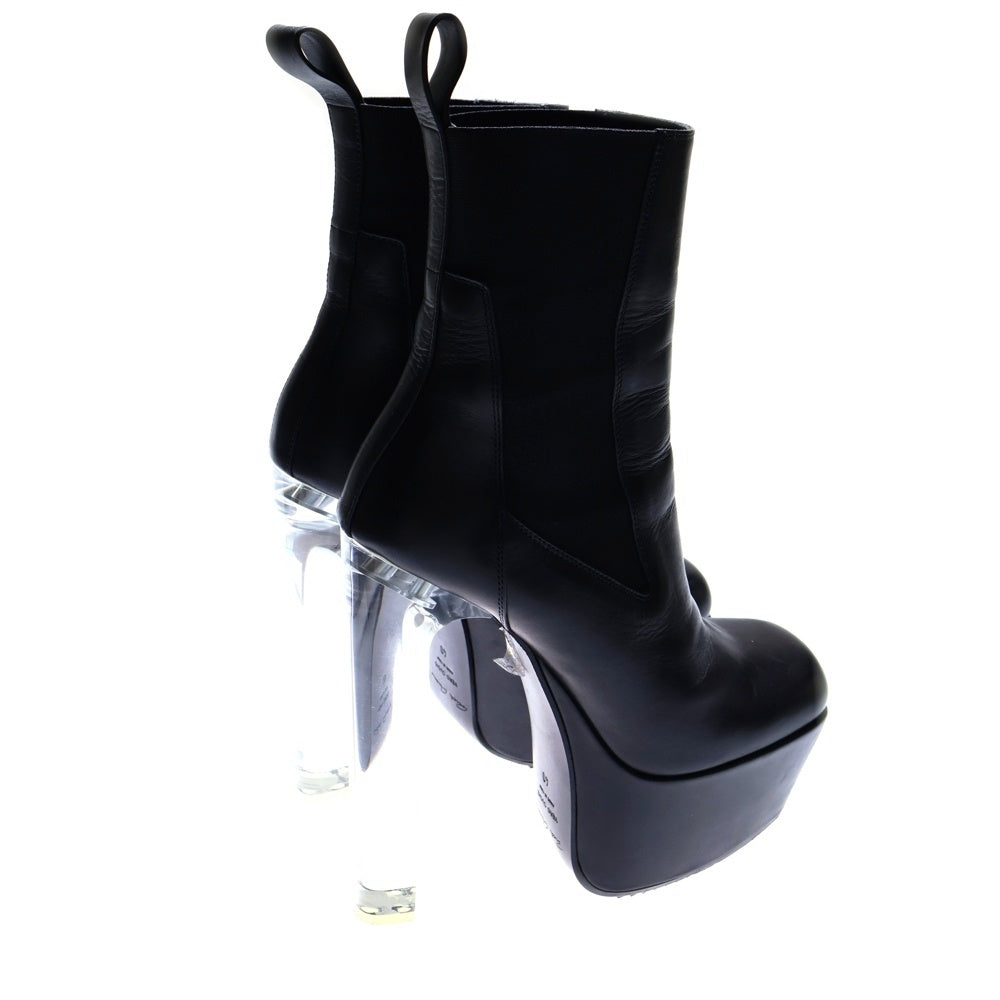 Rick Owens(リックオウエンス) BEATLE PLATFORM RO02B6855 LCG ビートルレザープラットフォーム レザーハイカットブーツ クリアヒール ブラック