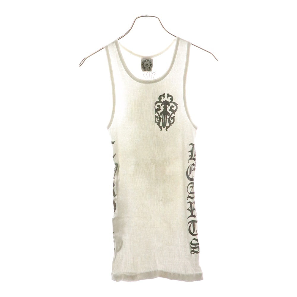 CHROME HEARTS(クロムハーツ) OLD VINE DAGGER オールド ヴァインダガープリントタンクトップ バックセメタリークロス ホワイト