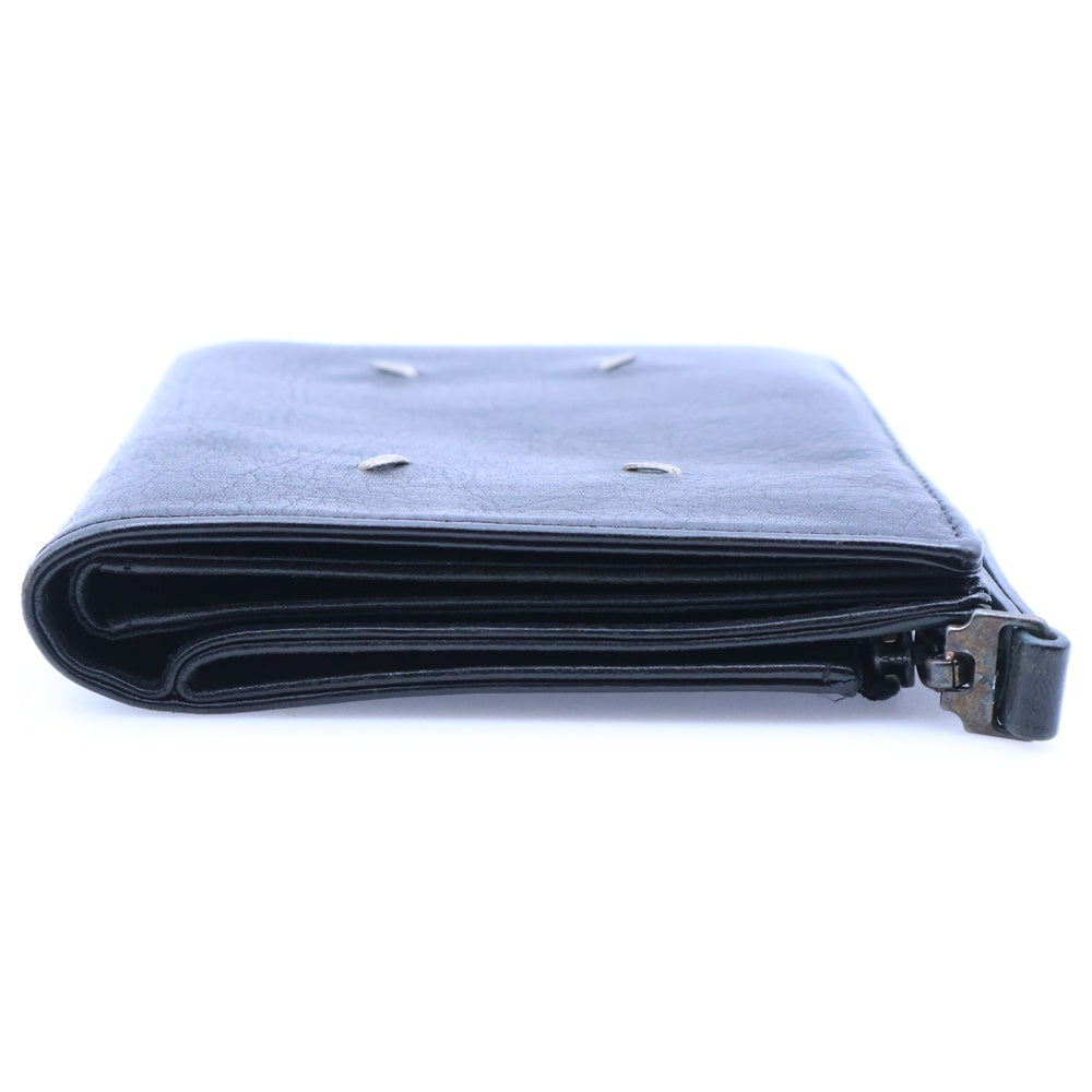 Maison Margiela 11(メゾンマルジェラ11) 八の字刺繍レザー二つ折り財布 ウォレット ブラック S55UI0131 SY0573