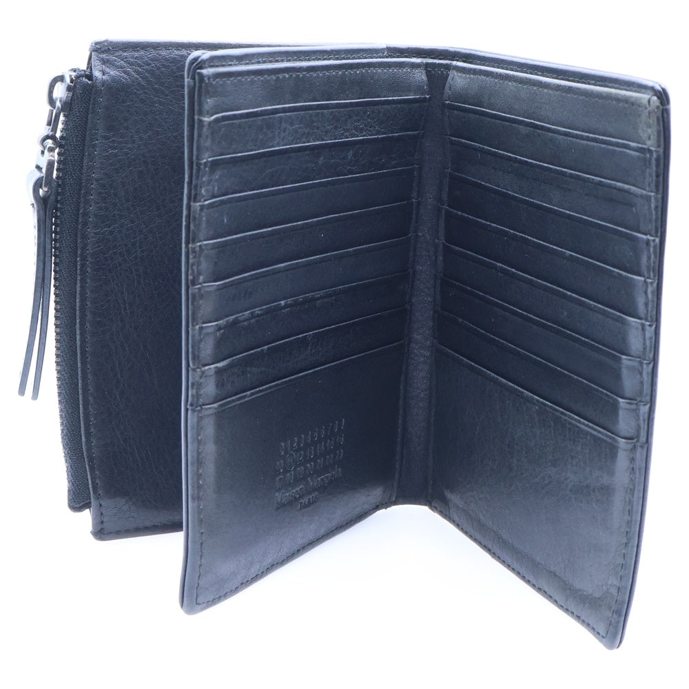 Maison Margiela 11(メゾンマルジェラ11) 八の字刺繍レザー二つ折り財布 ウォレット ブラック S55UI0131 SY0573