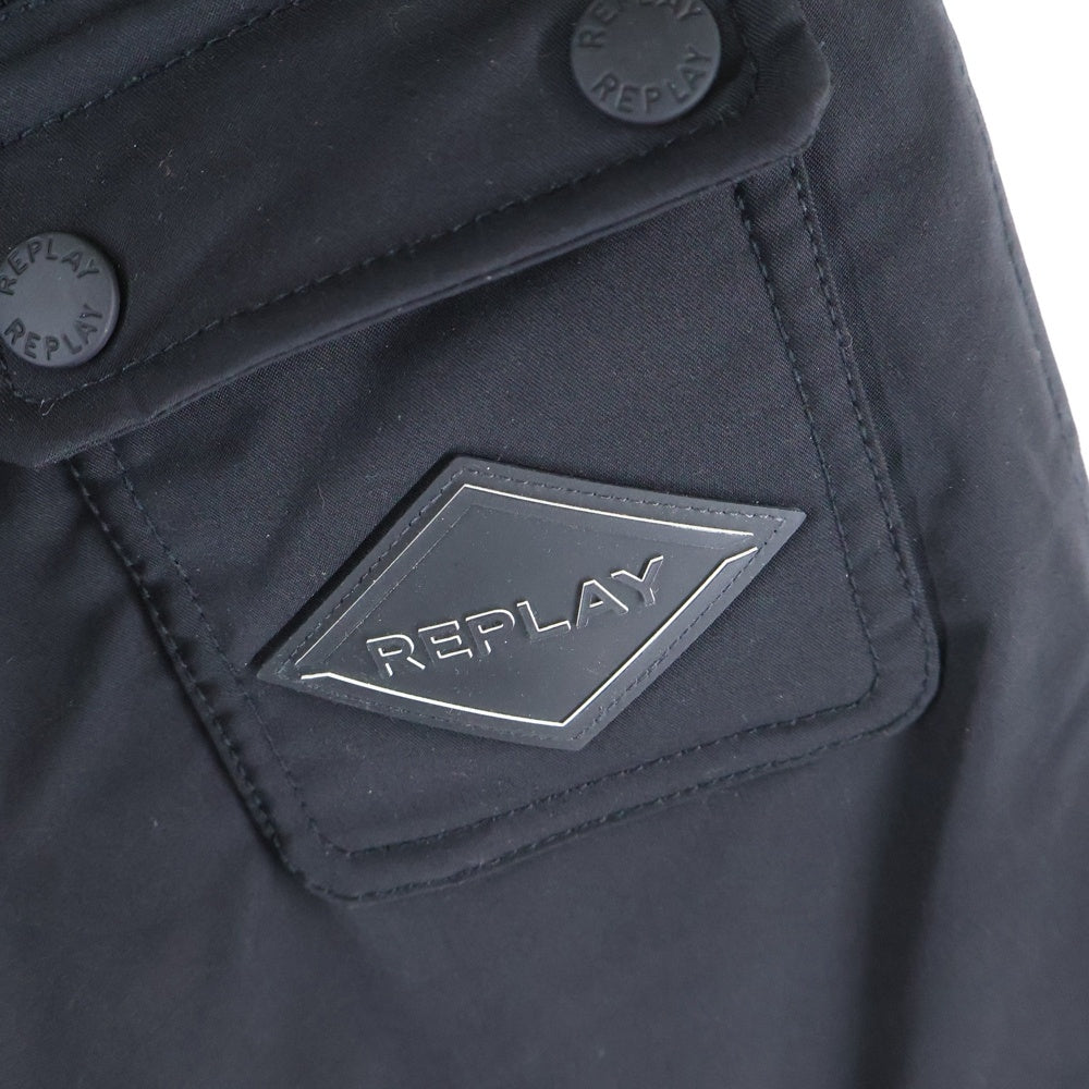 REPLAY(リプレイ) Rubber Logo Long Down Jacket ラバーロゴ ロングジャケット フーディ ブラック M8100.000.83800