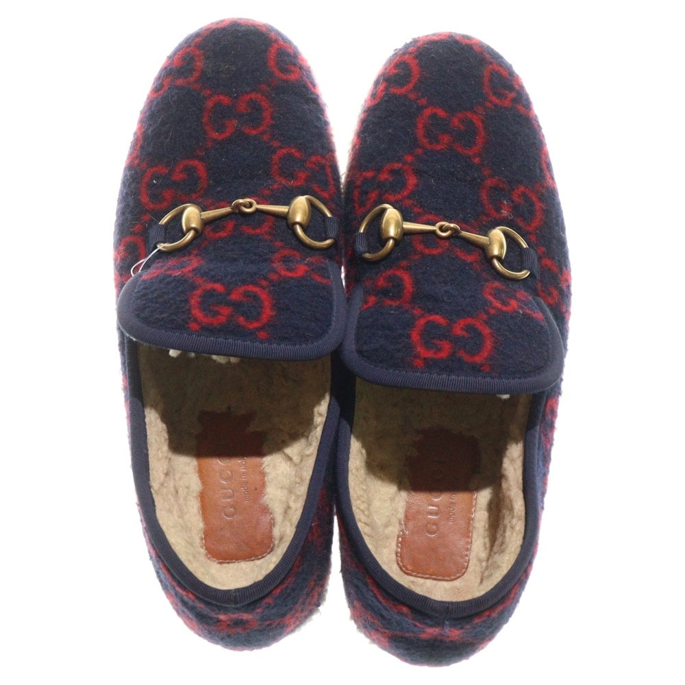 GUCCI(グッチ) 20AW Fria Horsebit Espadrille GG Loafers GGロゴ ホースビット スリッポン ローファー ネイビー レディース 575850