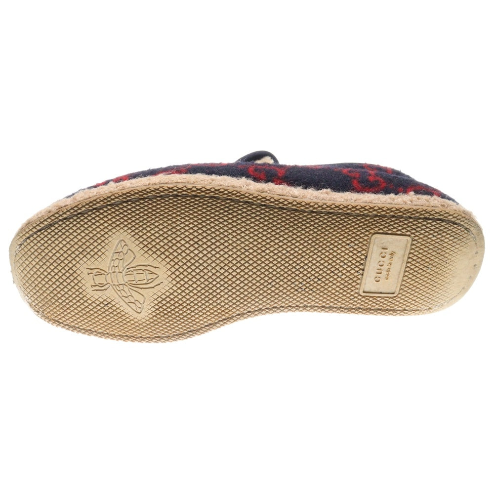 GUCCI(グッチ) 20AW Fria Horsebit Espadrille GG Loafers GGロゴ ホースビット スリッポン ローファー ネイビー レディース 575850