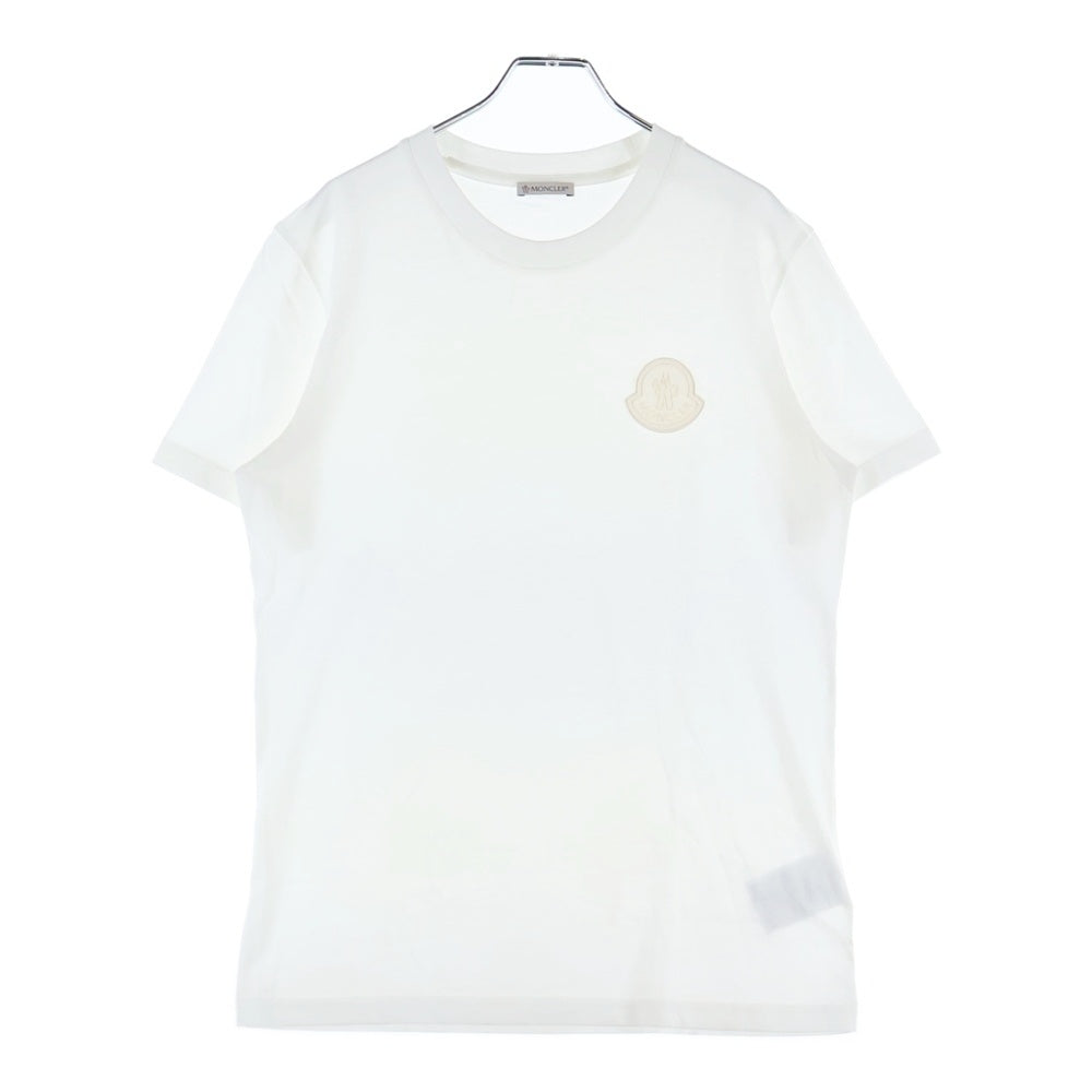 MONCLER(モンクレール) T-SHIRT GIROCOLLO フロントロゴ刺繍 クルーネック半袖Tシャツカットソー ホワイト F20938C75900