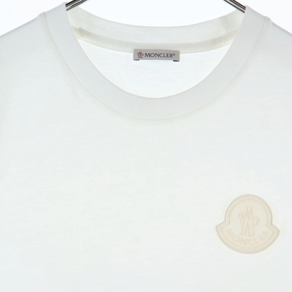 MONCLER(モンクレール) T-SHIRT GIROCOLLO フロントロゴ刺繍 クルーネック半袖Tシャツカットソー ホワイト F20938C75900