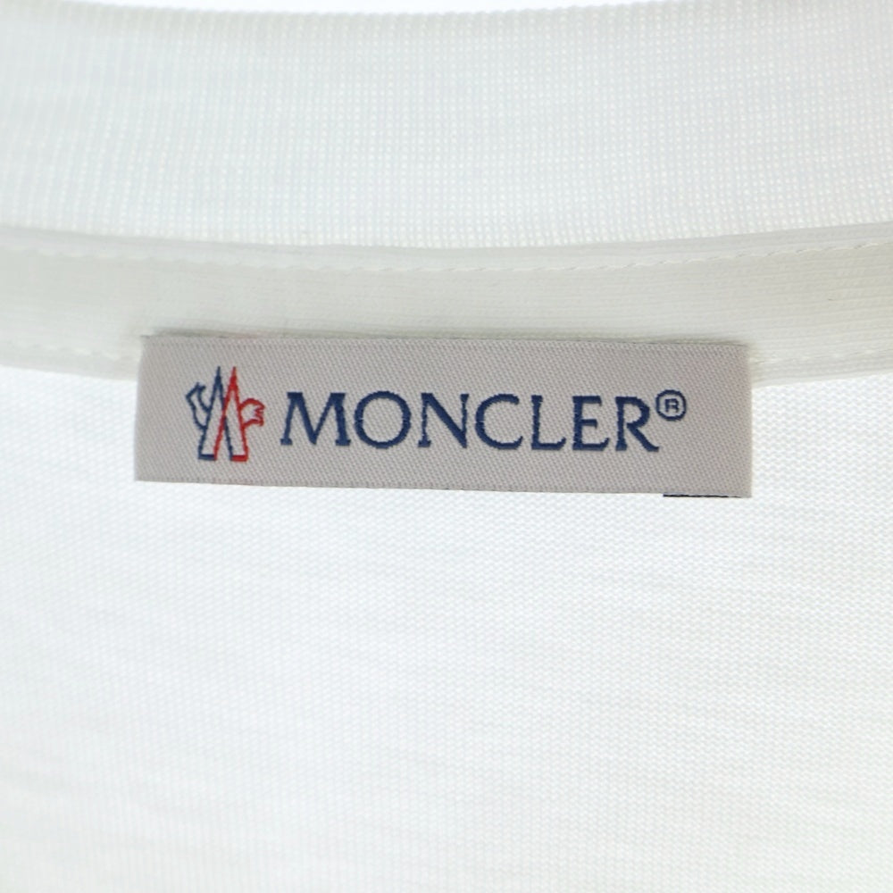 MONCLER(モンクレール) T-SHIRT GIROCOLLO フロントロゴ刺繍 クルーネック半袖Tシャツカットソー ホワイト F20938C75900