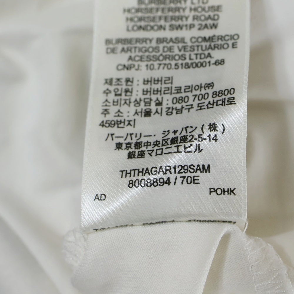 BURBERRY(バーバリー) フロントロゴプリント クルーネック 半袖Tシャツカットソー ホワイト 8008894 レディース