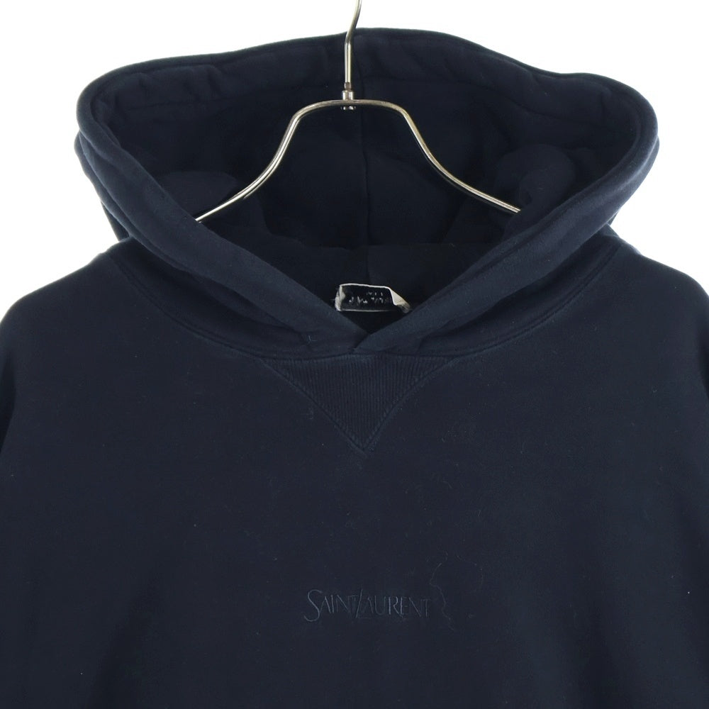 SAINT LAURENT PARIS(サンローランパリ) Cotton Hoodie 773358 Y36SW ロゴ刺繍スウェットパーカー フーディ ブラック