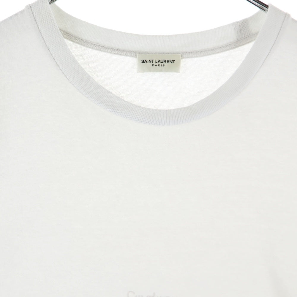 SAINT LAURENT PARIS(サンローランパリ) ロゴ刺繍半袖Tシャツ 747125 YB2XE ホワイト