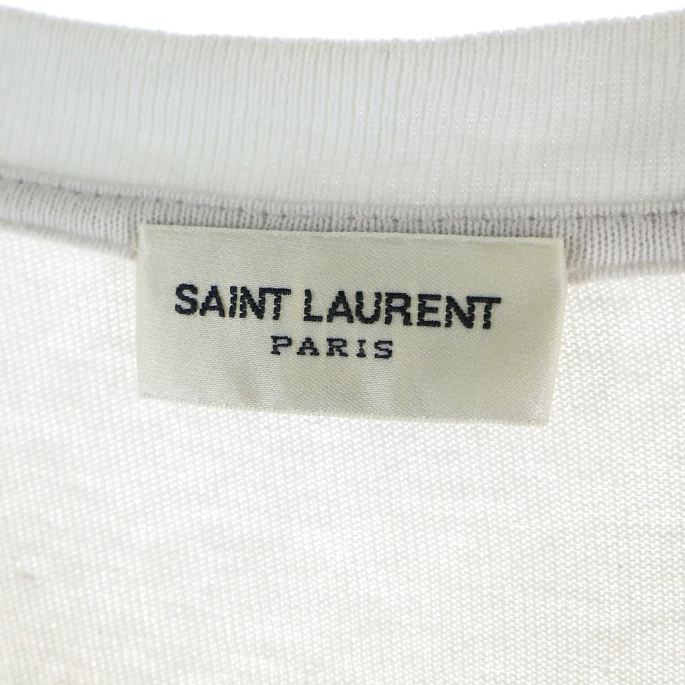 SAINT LAURENT PARIS(サンローランパリ) ロゴ刺繍半袖Tシャツ 747125 YB2XE ホワイト