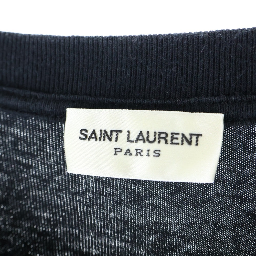 SAINT LAURENT PARIS(サンローランパリ) ロゴ刺繍半袖Tシャツ 747125 YB2XE ブラック