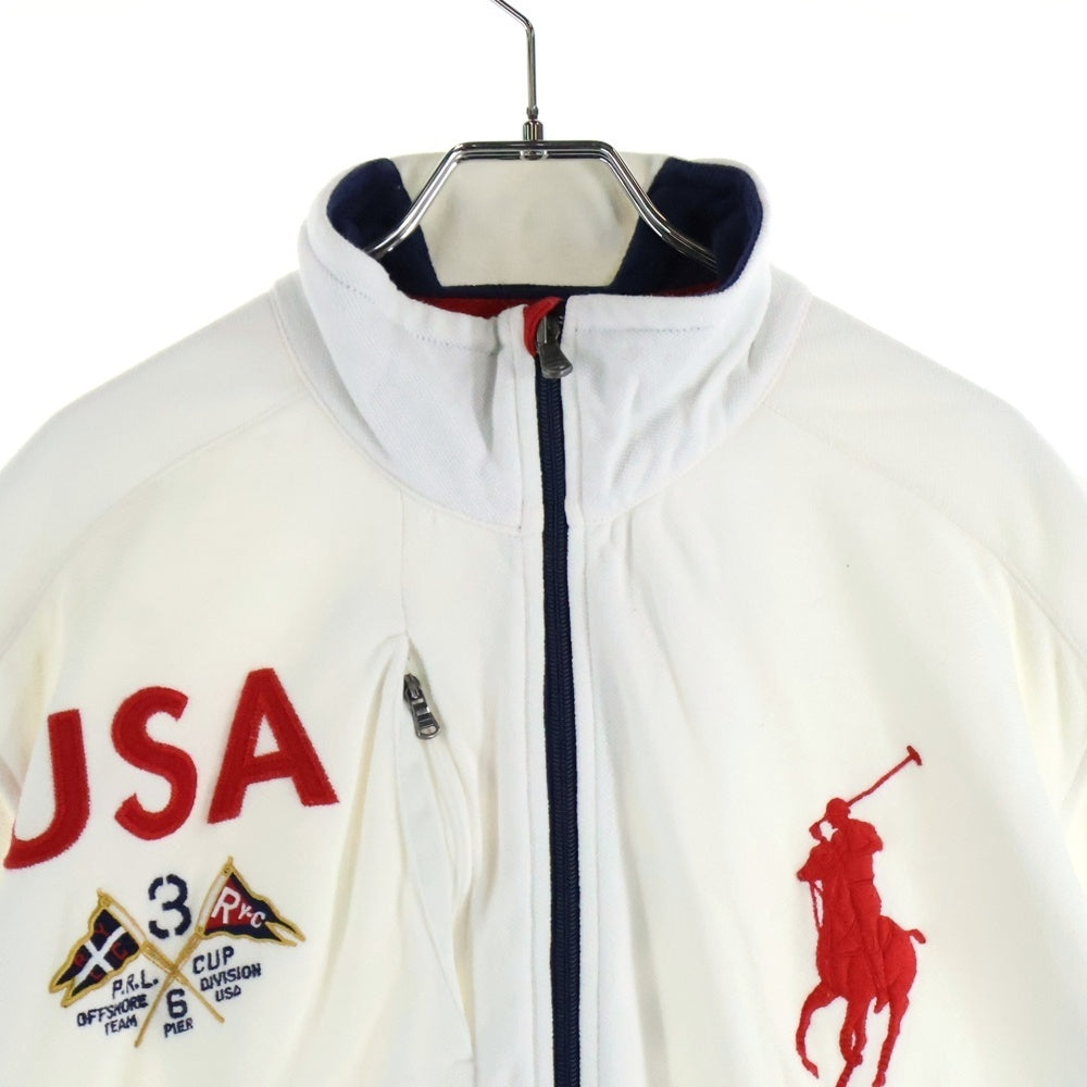 POLO RALPH LAUREN(ポロラルフローレン) 90s VINTAGE TRACK JACKET ヴィンテージ ビックポニー刺繍ジップアップジャケット ホワイト