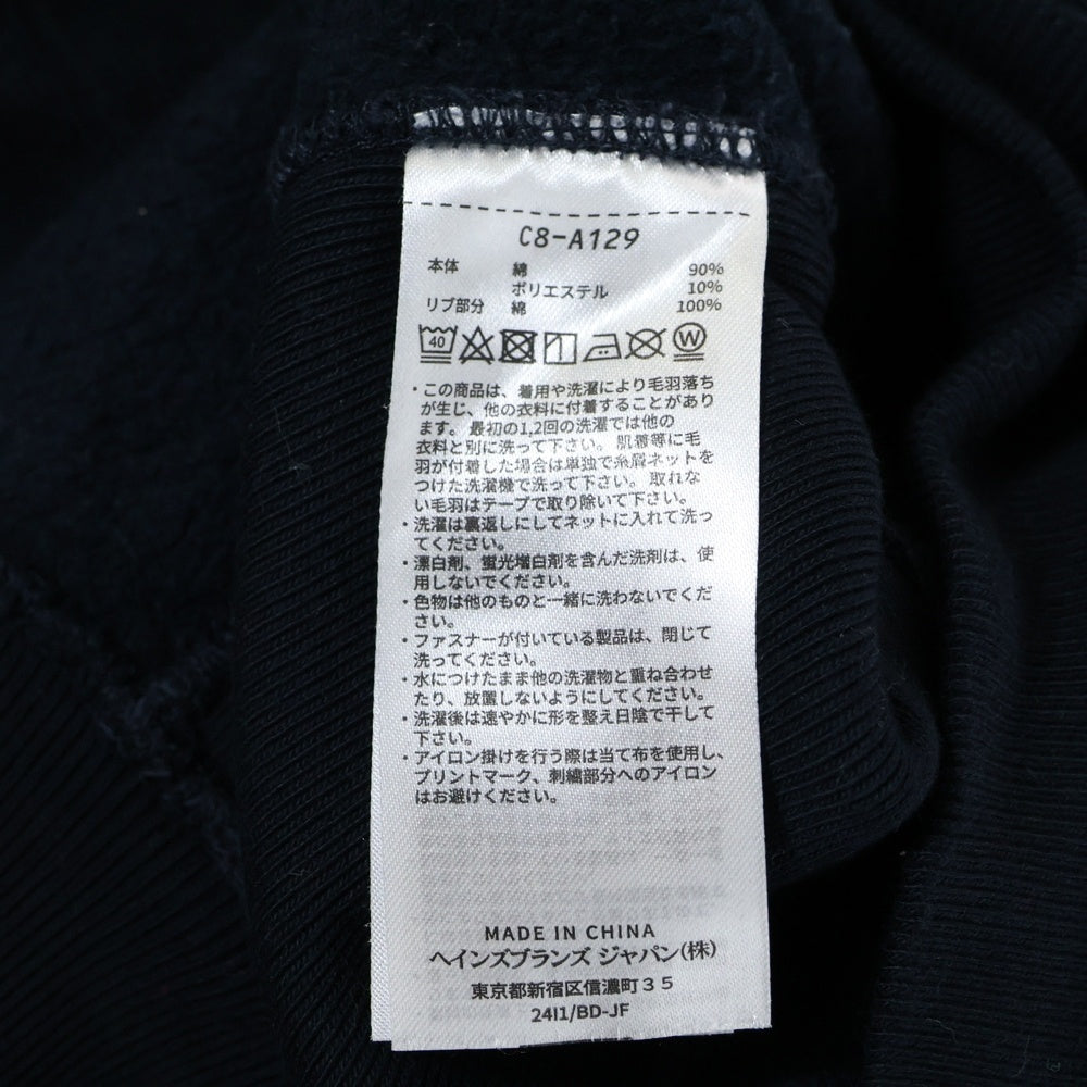 CHAMPION(チャンピオン) REVERSE WEAVE リバースウィーブ 袖ワンポイントロゴ刺繍 プルオーバーパーカー フーディ ブラック C8-A129