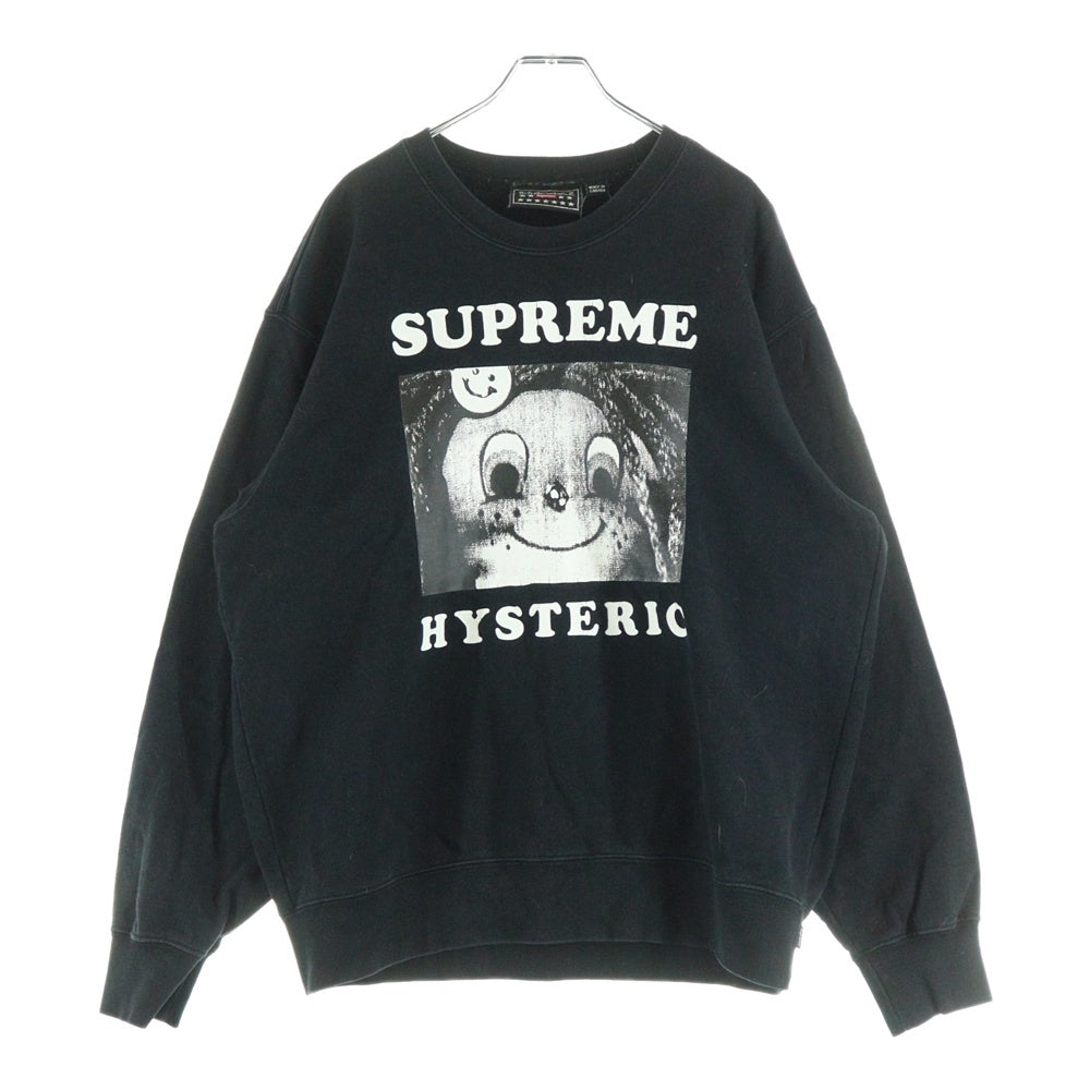 SUPREME(シュプリーム) 21ss ×Hysteric Glamour Crewneck Sweatshirt ヒステリックグラマー フロントロゴプリントクルーネック長袖スウェットトレーナー ブラック