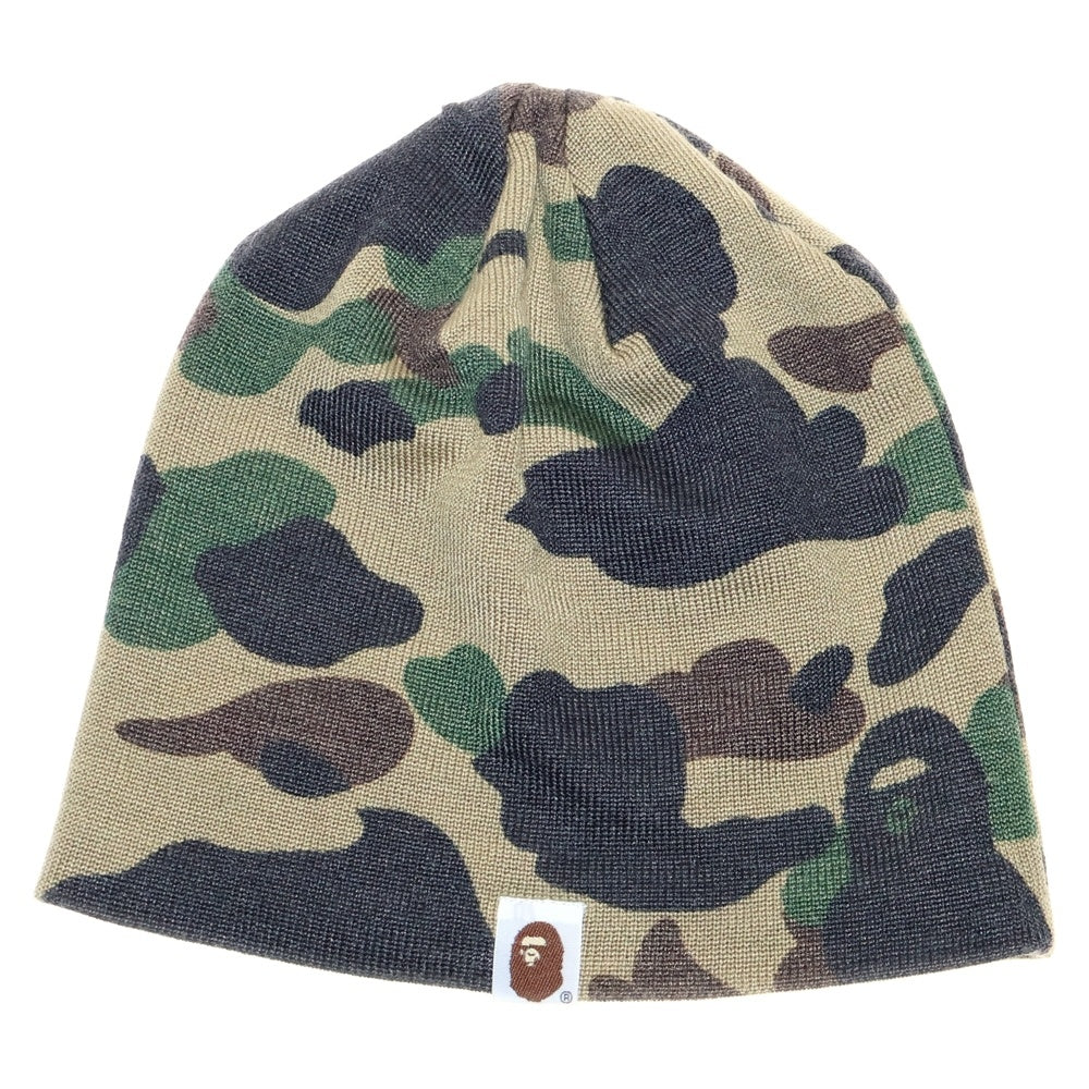 A BATHING APE(アベイシングエイプ) CAMO BEANIE カモフラ柄 ビーニー ニット帽子 マルチカラー