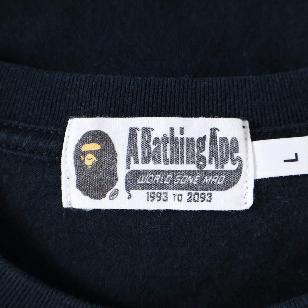 A BATHING APE(アベイシングエイプ) BACK LOGO PRINT T-SHIRTS 001CSF201069X バックロゴプリント半袖カットソー 半袖Tシャツ ブラック