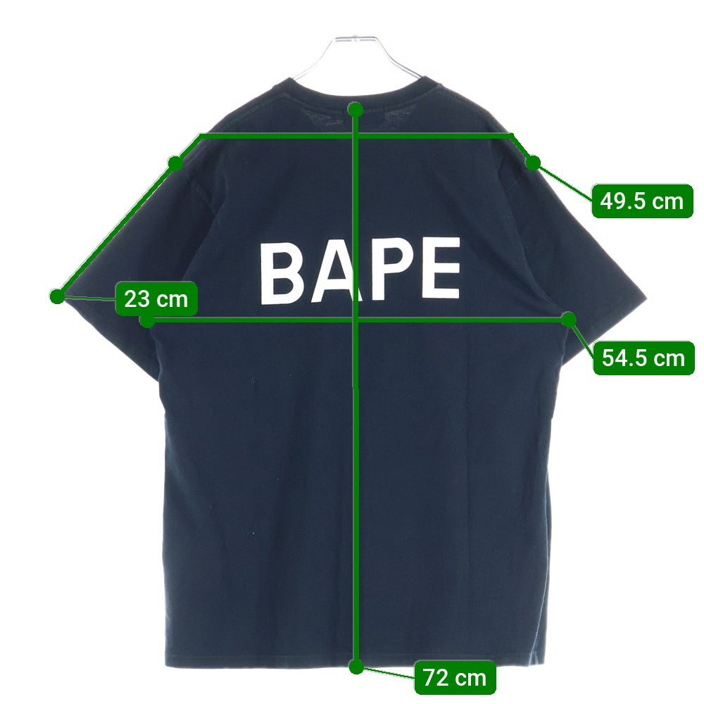 A BATHING APE(アベイシングエイプ) BACK LOGO PRINT T-SHIRTS 001CSF201069X バックロゴプリント半袖カットソー 半袖Tシャツ ブラック