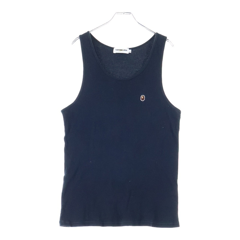 A BATHING APE(アベイシングエイプ) LOGO TANK TOP ロゴ刺繍タンクトップ ブラック