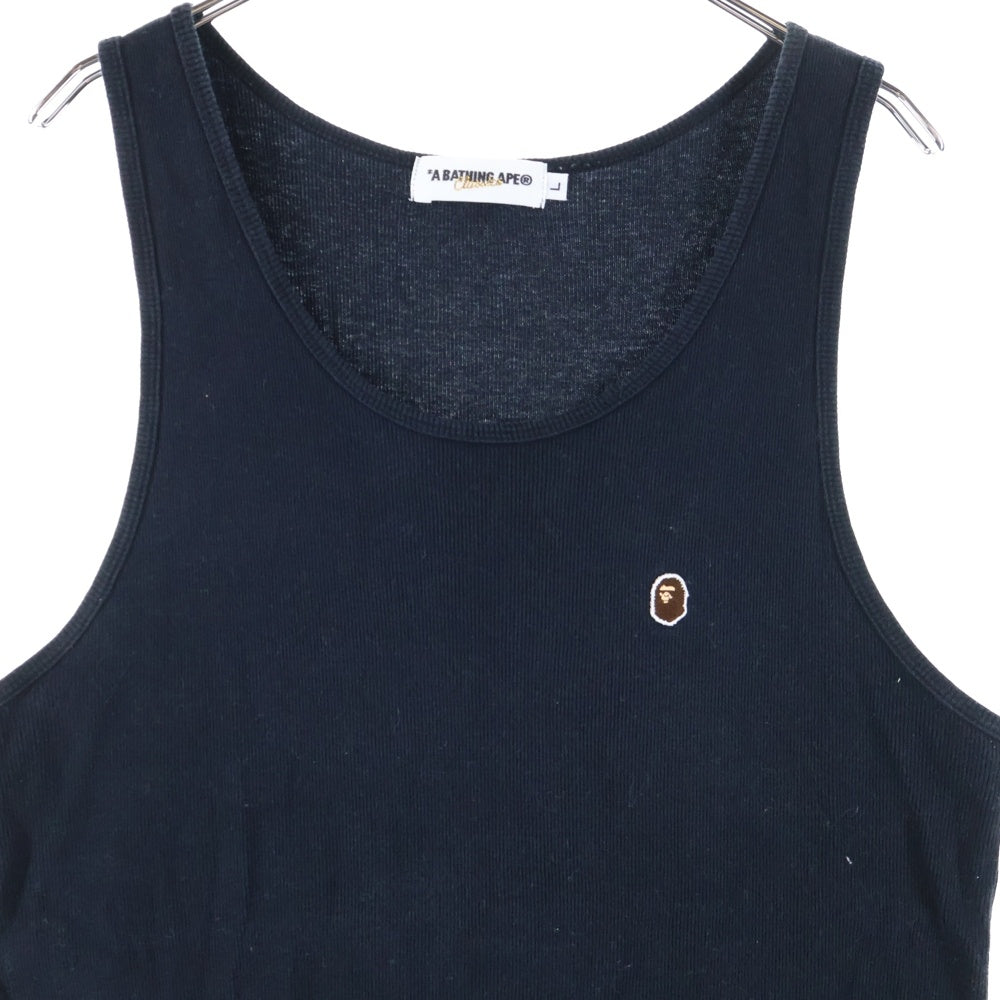 A BATHING APE(アベイシングエイプ) LOGO TANK TOP ロゴ刺繍タンクトップ ブラック