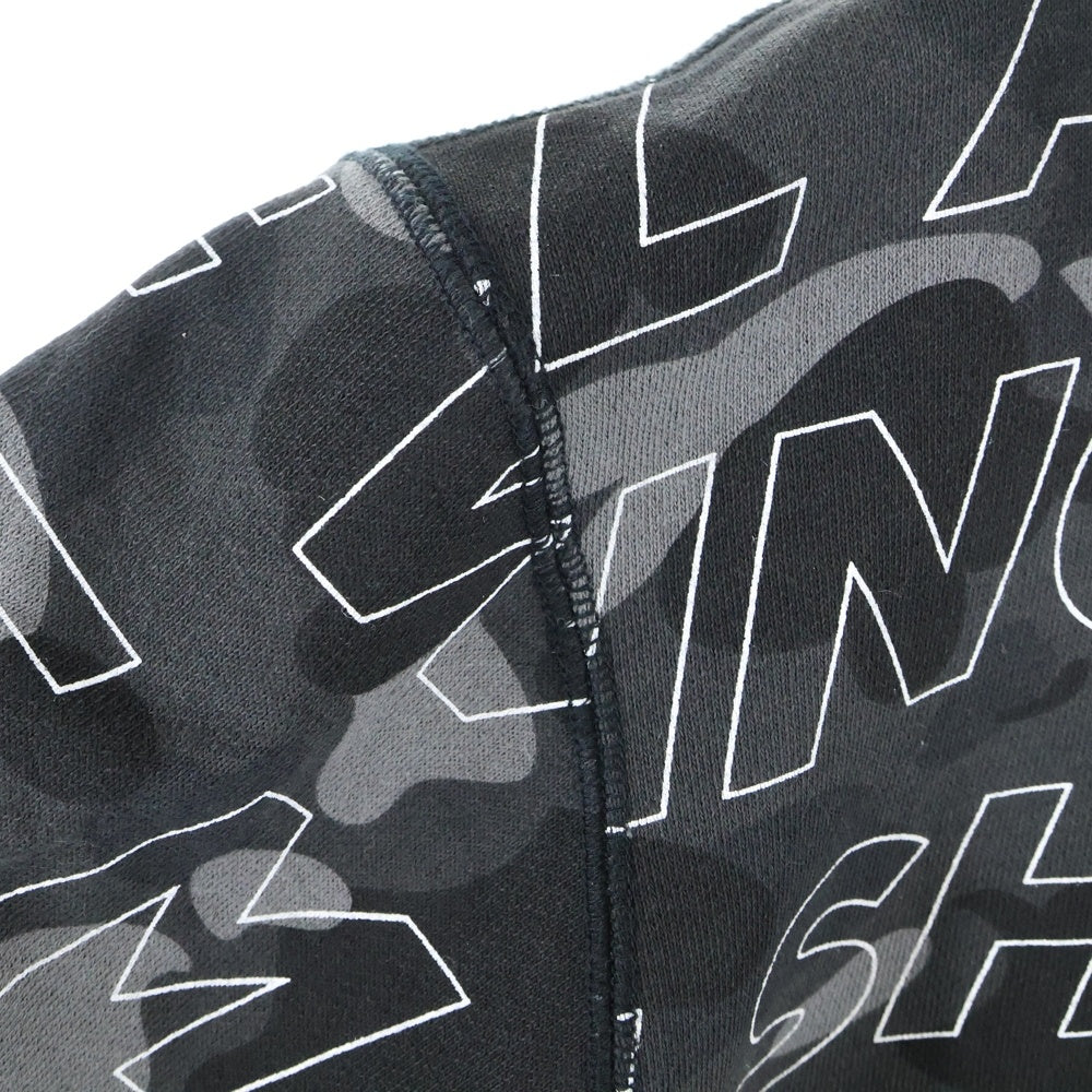 A BATHING APE(アベイシングエイプ) LOGO HALF ZIP SWEATSHIRTS 001SED301007X ロゴプリントハーフジップスウェットトレーナー ブラック