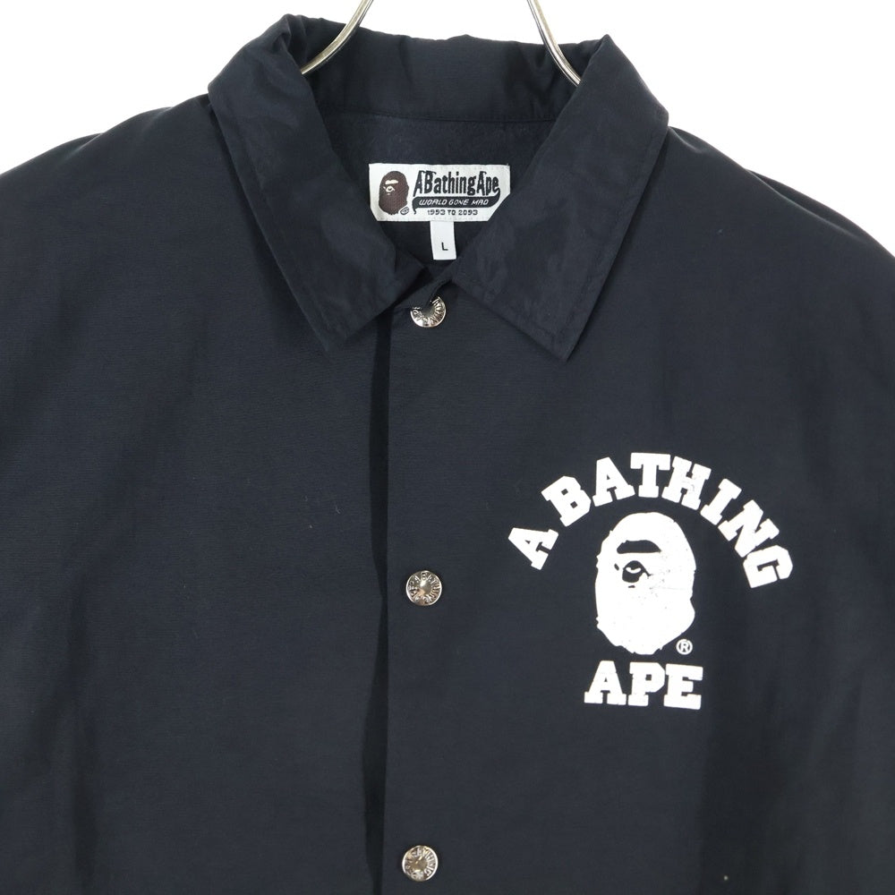 A BATHING APE(アベイシングエイプ) LOGO COACH JACKET 001LJC201006X ロゴプリントコーチジャケット ブラック