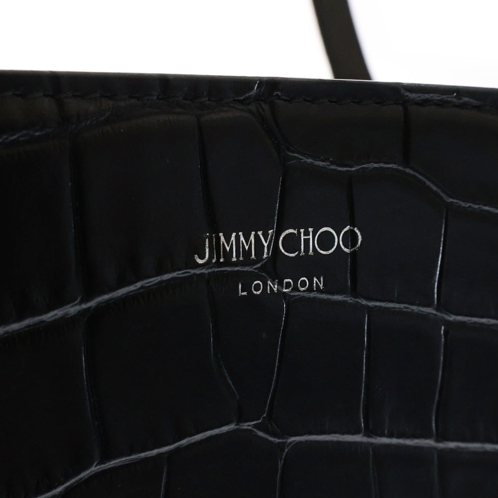 JIMMY CHOO(ジミーチュウ) DEELANCCL Tote Bag クロコ型押し トートバッグ スタースタッズ レザーバッグ ブラック