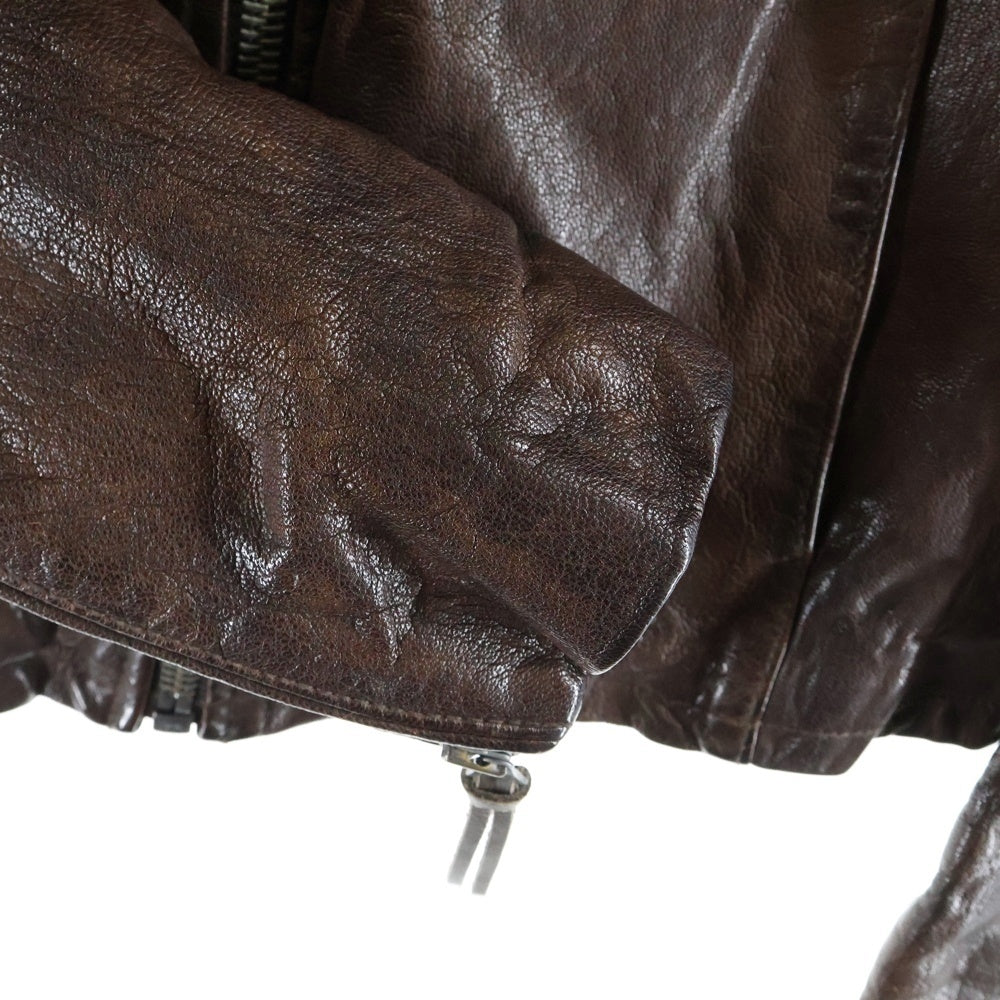 REPLAY(リプレイ) Cow Hide Leather Riders jacket 7916A.000.81106 牛革 シングルライダースジャケット レザージャケット ブラウン レディース