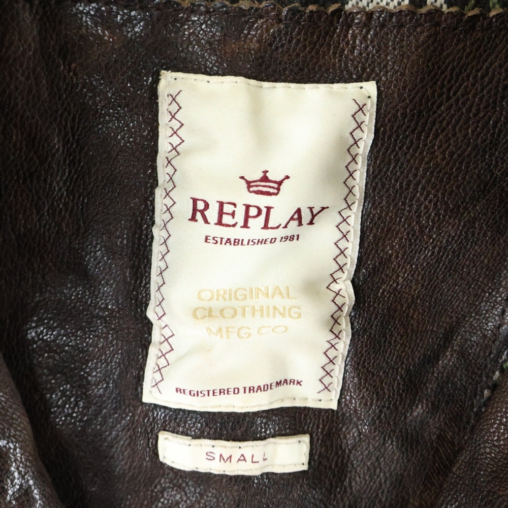 REPLAY(リプレイ) Cow Hide Leather Riders jacket 7916A.000.81106 牛革 シングルライダースジャケット レザージャケット ブラウン レディース