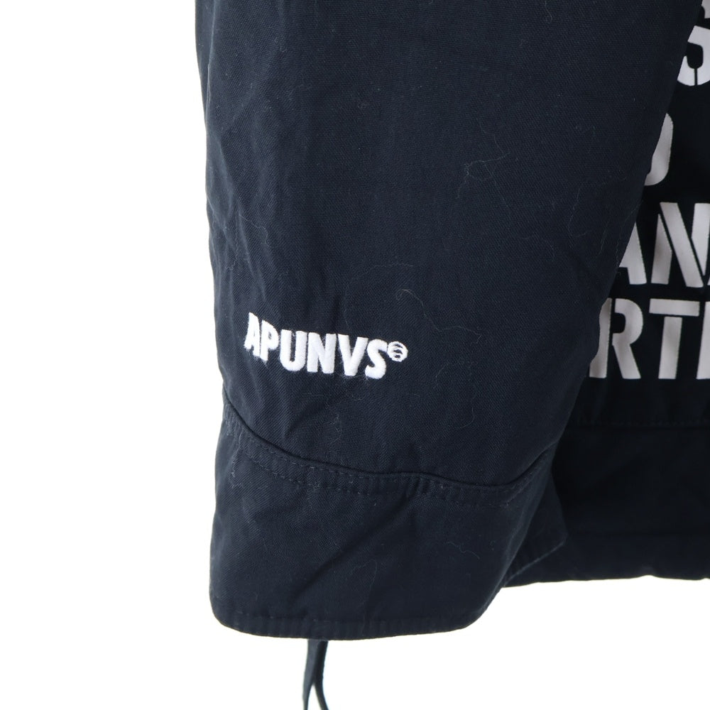 AAPE BY A BATHING APE(エーエイプバイアベイシングエイプ) フロントロゴ刺繍 ファーフーデッド ジップアップダウンジャケット ブラック AAPPDNM7233XXB