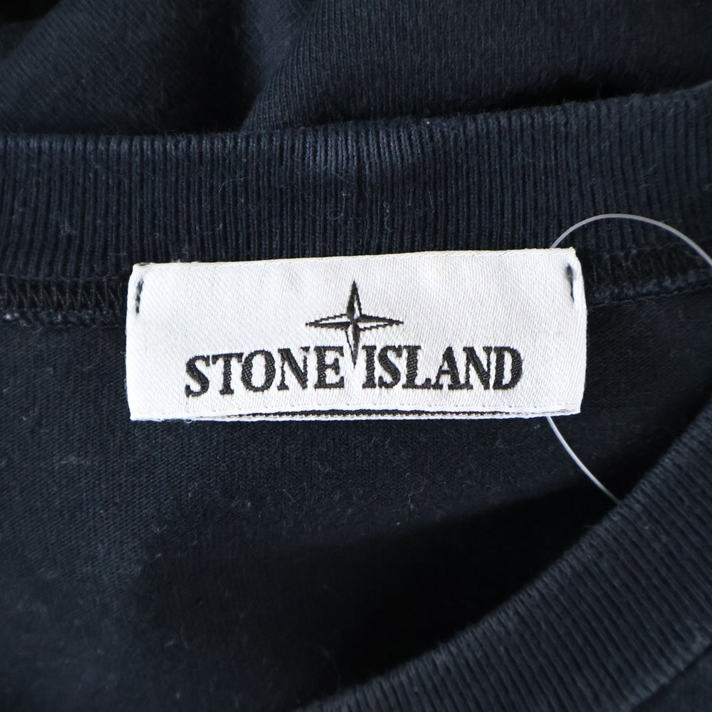 STONE ISLAND(ストーンアイランド) 23SS GARMENT DYED Logo Patch Sweatshirt 101563750 ガーメントダイ ロゴワッペン クルーネック長袖Tシャツカットソー ロングスリーブ ロンT ブラック
