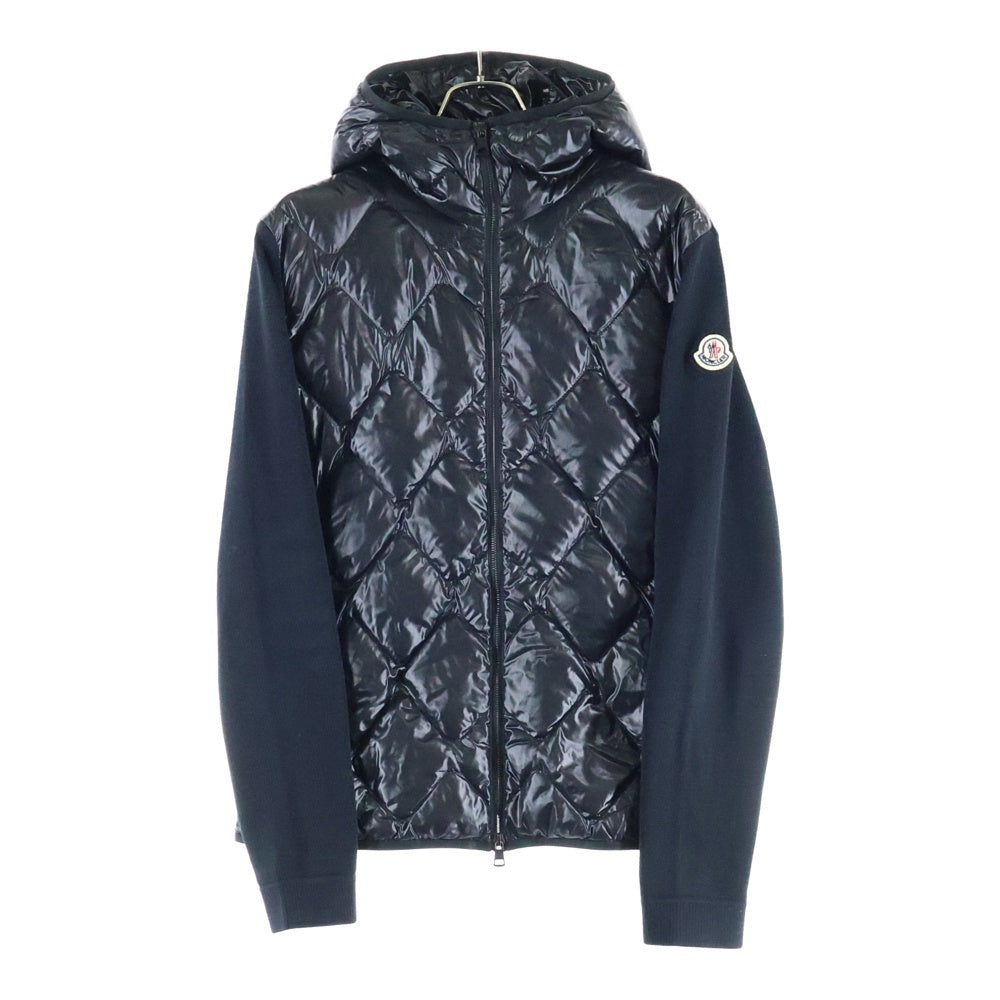 MONCLER(モンクレール) CARDIGAN TRICOT H20919B00024 M1121 ロゴワッペン ニット切替 ジップカーディガン フーディー ブラック