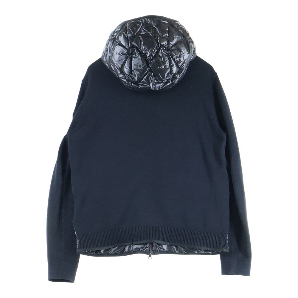 MONCLER(モンクレール) CARDIGAN TRICOT H20919B00024 M1121 ロゴワッペン ニット切替 ジップカーディガン フーディー ブラック
