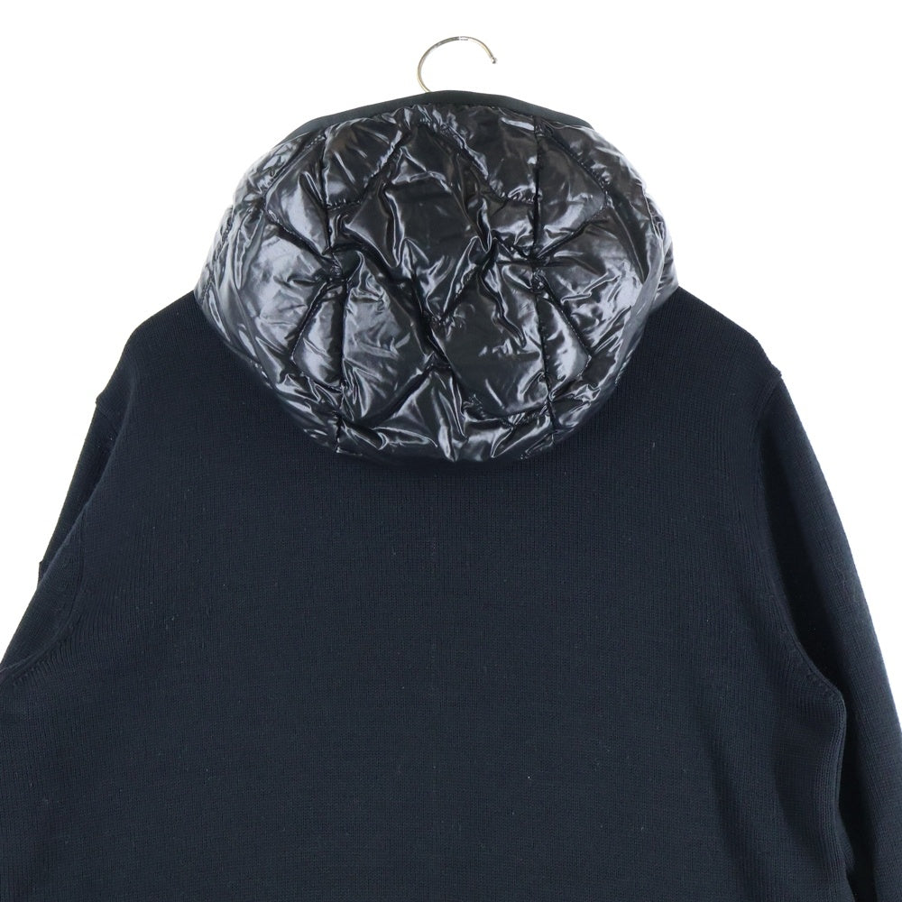 MONCLER(モンクレール) CARDIGAN TRICOT H20919B00024 M1121 ロゴワッペン ニット切替 ジップカーディガン フーディー ブラック