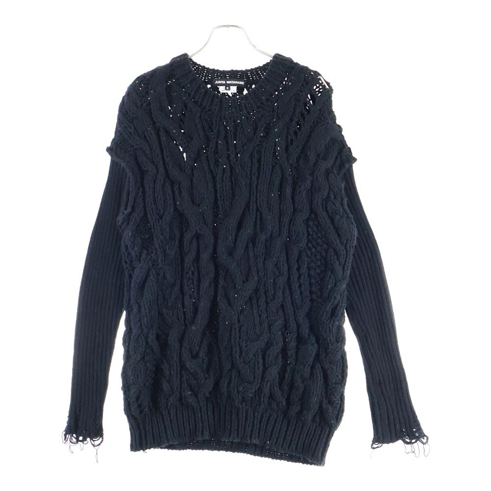 JUNYA WATANABE COMME des GARCONS(ジュンヤワタナベ コムデギャルソン) 23AW Crush Design Sweater JL-N022 クラッシュデザインニットセーター ブラック レディース