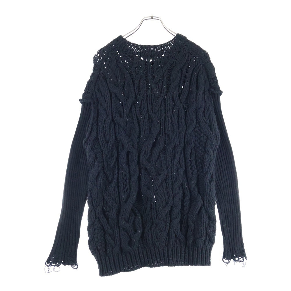 JUNYA WATANABE COMME des GARCONS(ジュンヤワタナベ コムデギャルソン) 23AW Crush Design Sweater JL-N022 クラッシュデザインニットセーター ブラック レディース