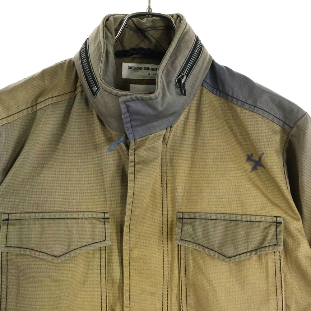 DIESEL(ディーゼル) M-65 ドローコード付き パームツリー ジップアップミリタリージャケット ブルゾンジャケット カーキ 10300473