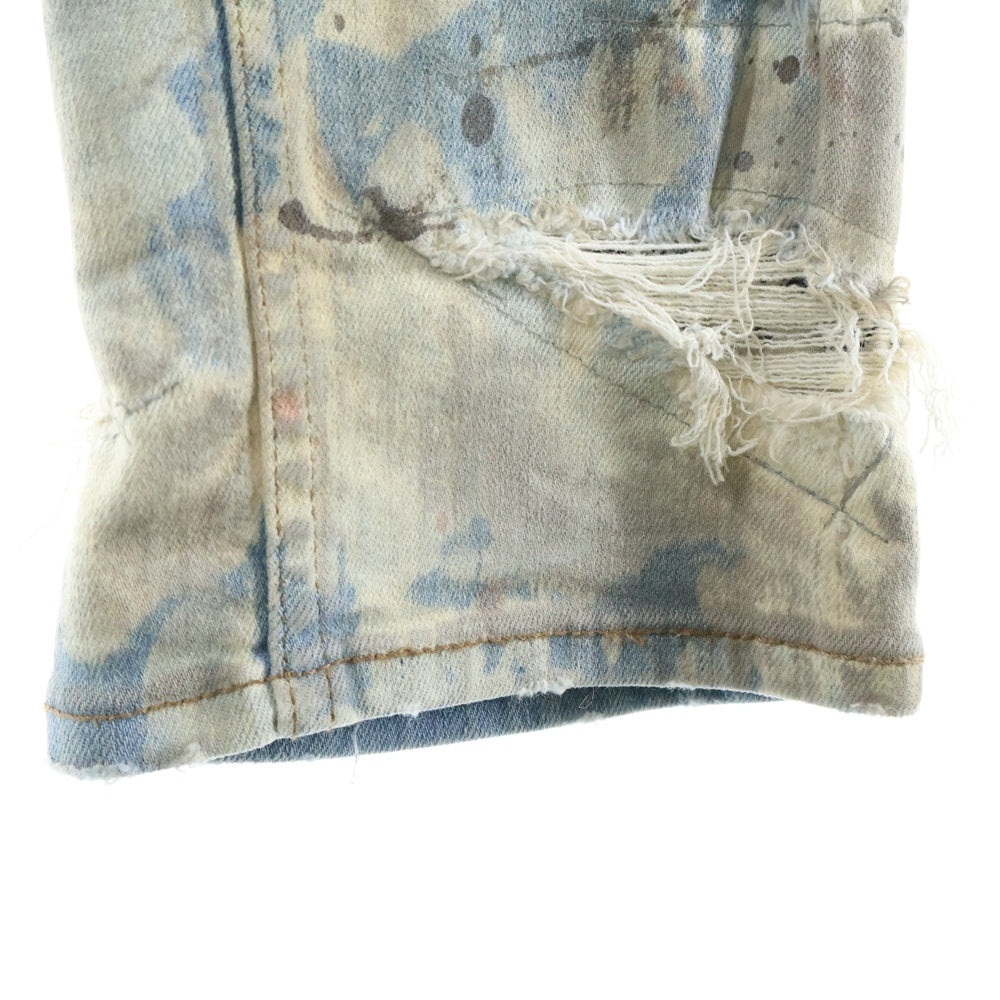 NO BRAND(ノーブランド) LOST ANGELS ロストエンジェルス JOSHUA DISTRESSED PAINT SLIM DENIM ジョシュア ディスターブド ダメージ加工 スキニー デニムパンツ インディゴ 20SSHLA-04