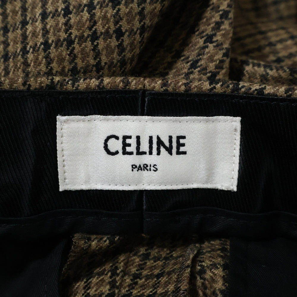 CELINE(セリーヌ) ハウンドトゥース スラックス ウールトラウザーズパンツ 2P580037K ブラウン