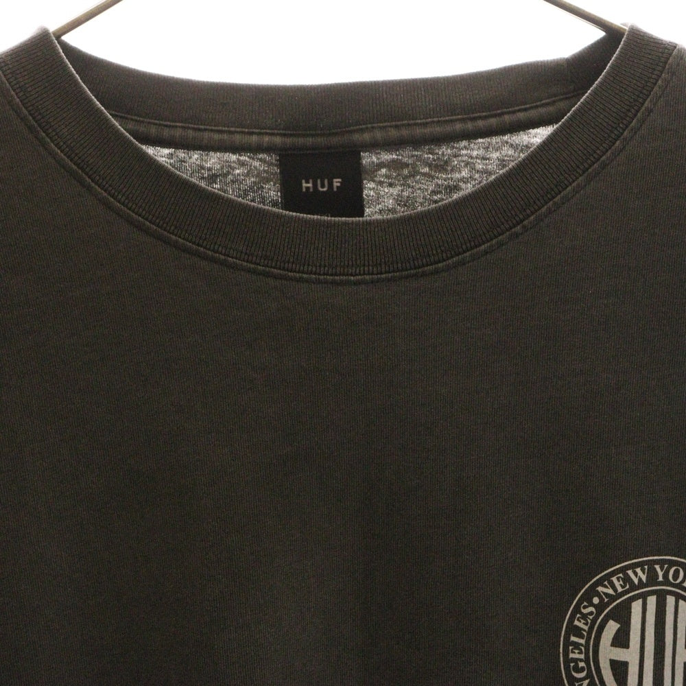 HUF(ハフ) LOGO PRINT TEE 両面プリント半袖カットソー 半袖Tシャツ グレー