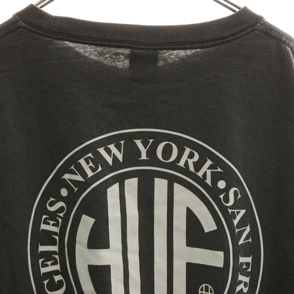 HUF(ハフ) LOGO PRINT TEE 両面プリント半袖カットソー 半袖Tシャツ グレー