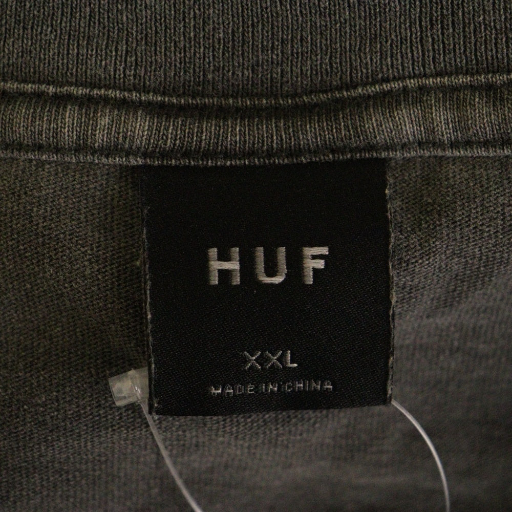 HUF(ハフ) LOGO PRINT TEE 両面プリント半袖カットソー 半袖Tシャツ グレー