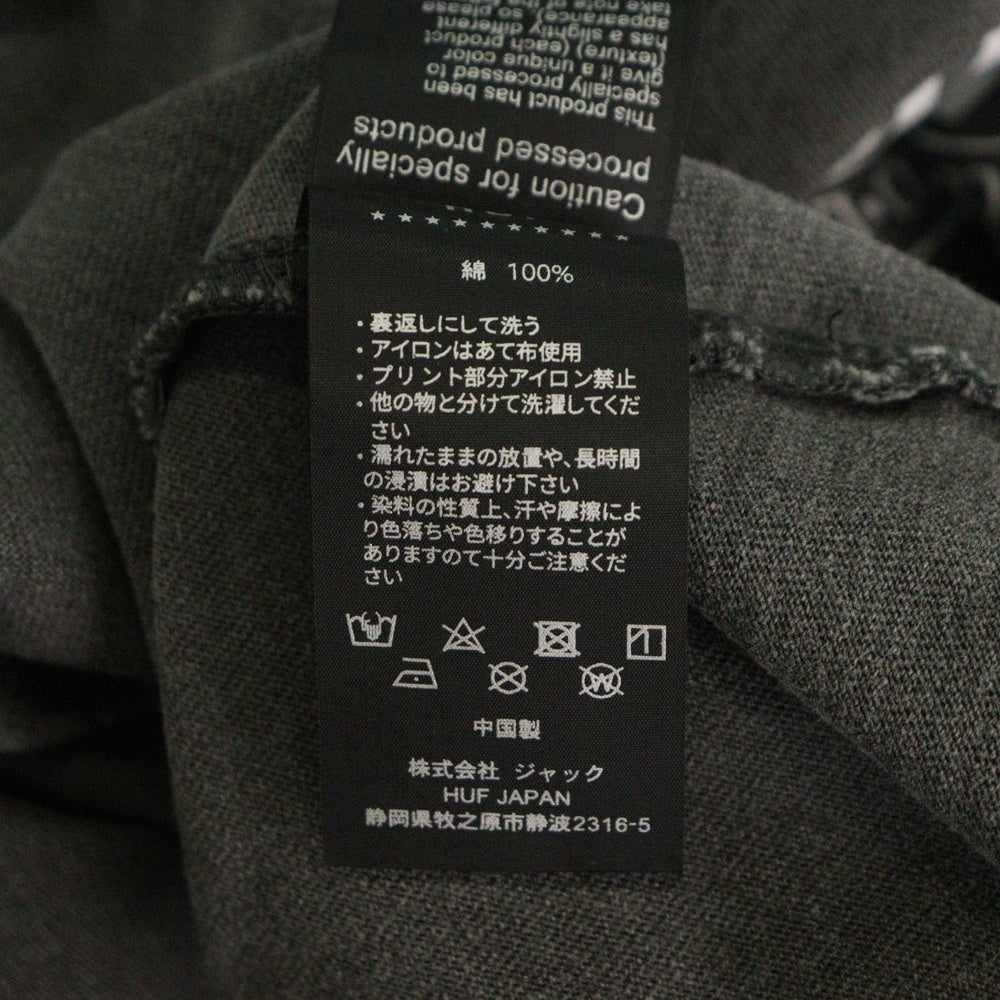 HUF(ハフ) LOGO PRINT TEE 両面プリント半袖カットソー 半袖Tシャツ グレー