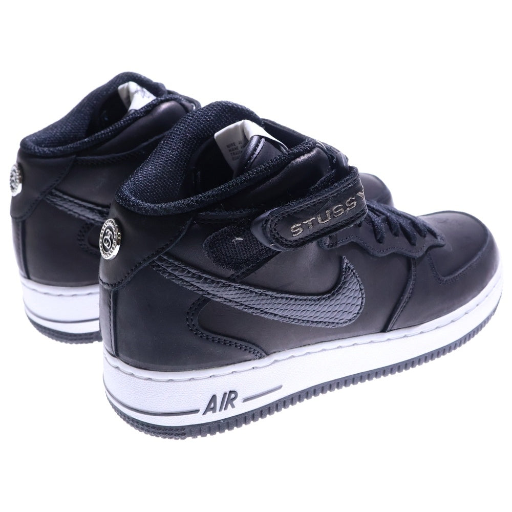 NIKE(ナイキ) ×STUSSY AIR FORCE 1 MID BLACK SNAKESKIN DJ7840-001 ステューシー エアフォースワン ミドルカットスニーカー シューズ ブラック US6.5/24.5cm