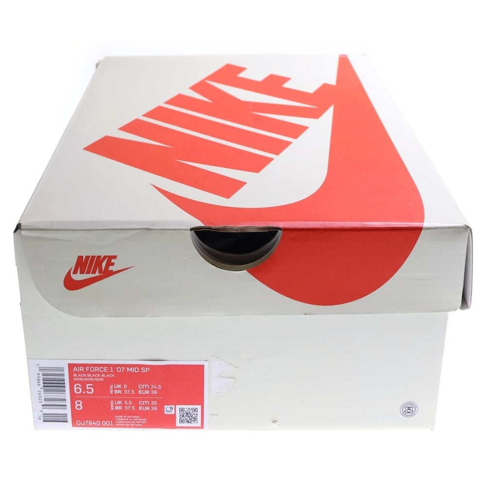 NIKE(ナイキ) ×STUSSY AIR FORCE 1 MID BLACK SNAKESKIN DJ7840-001 ステューシー エアフォースワン ミドルカットスニーカー シューズ ブラック US6.5/24.5cm