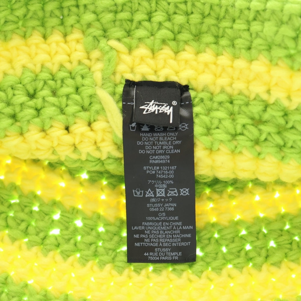 STUSSY(ステューシー) 23SS Swirl Knit Bucket Hat 1321167 バケットハット 帽子 グリーン/イエロー