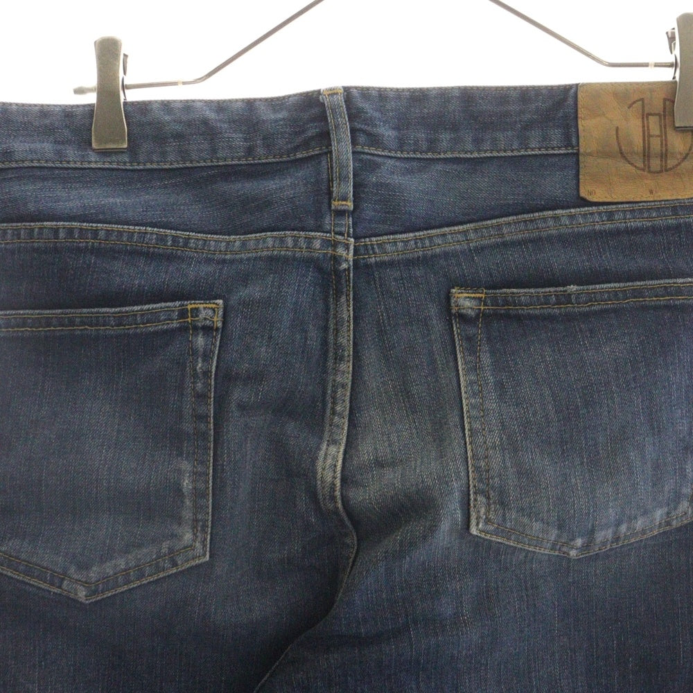 NO BRAND(ノーブランド) JAPAN BLUE JEANS (ジャパンブルージーンズ) ダメージ加工ストレートデニムパンツ ジーンズ インディゴ JB2301